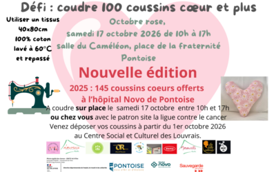 Octobre Rose – Défi coudre 100 coussins !